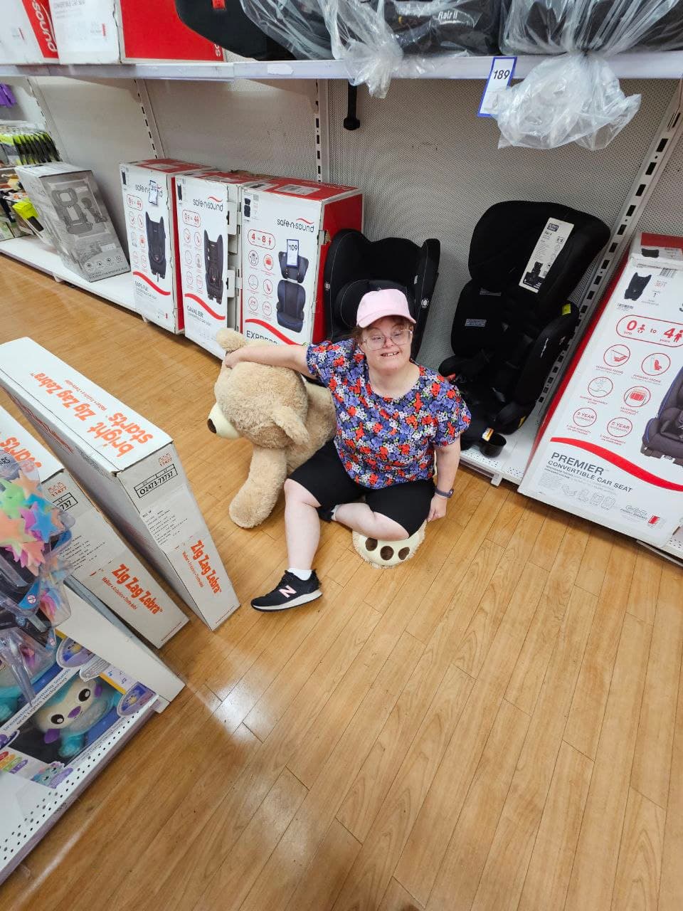 Participant enjoying a supported community shopping activity